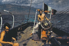 Andy Wall sailing Schooner VALROSA in Tahiti